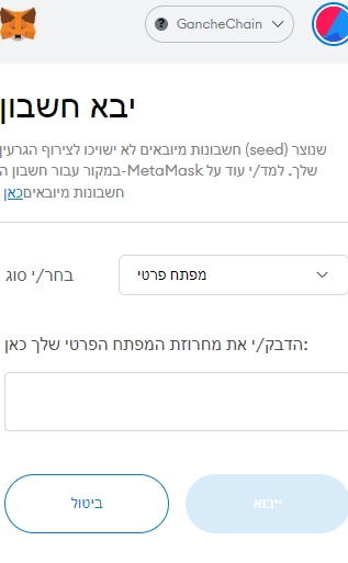 הגדרת חשבון דמו על הרשת של ganache שהוספנו